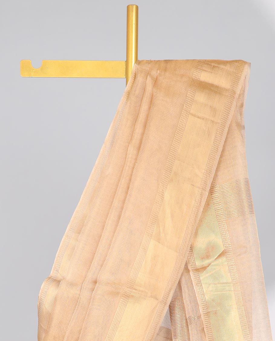 Sandal tissue saree with self zari design border & striped pallu