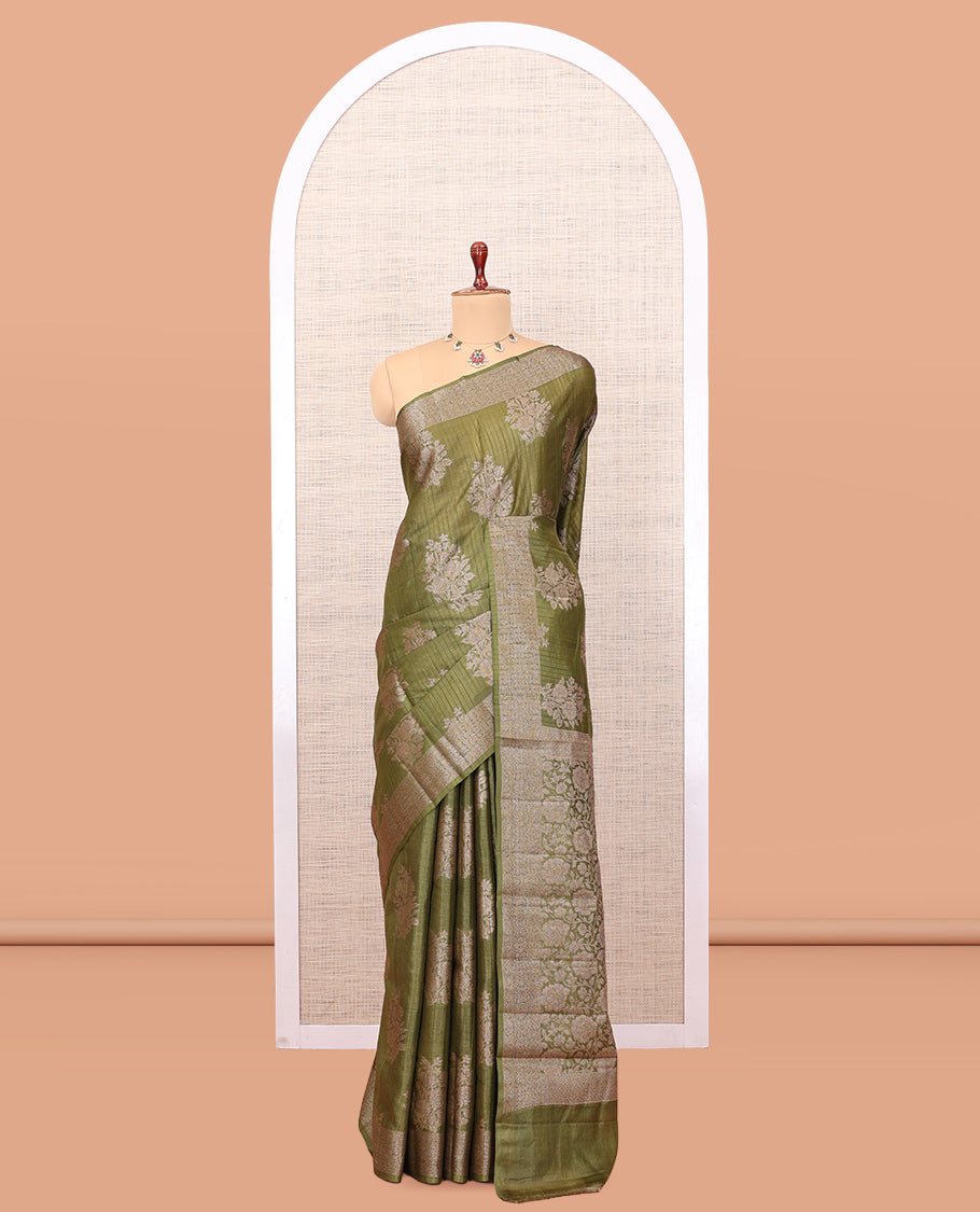 Green Tussar Silk Saree
