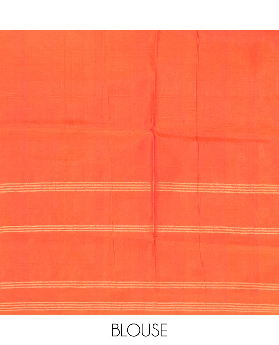 Green Uppada Silk Saree Enlivened With Zari Buttas, Captivating Contrast Border Featuring Zari Stripes And Peacock Motifs, Pallu Depicting Rose Flower-Enclosed Mughal-Style Arches, And Paired With A Contrast Blouse