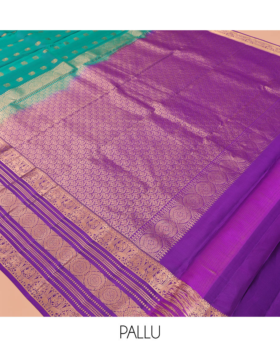 Green Zari Buttas Vasundhara Lite Silk Mix Saree, a Contrast Traditional Border, Contrast Blouse