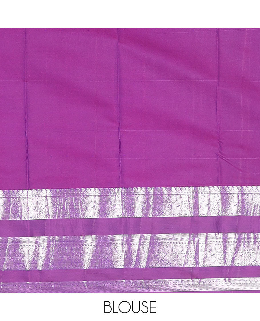 Blue zari buttas budget silk saree, contrast varisai pettu traditional zari design border, and pallu of paisleys