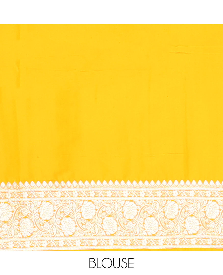 Orange  floral design semi banaras nylon saree with self floral zari design border & floral design pallu