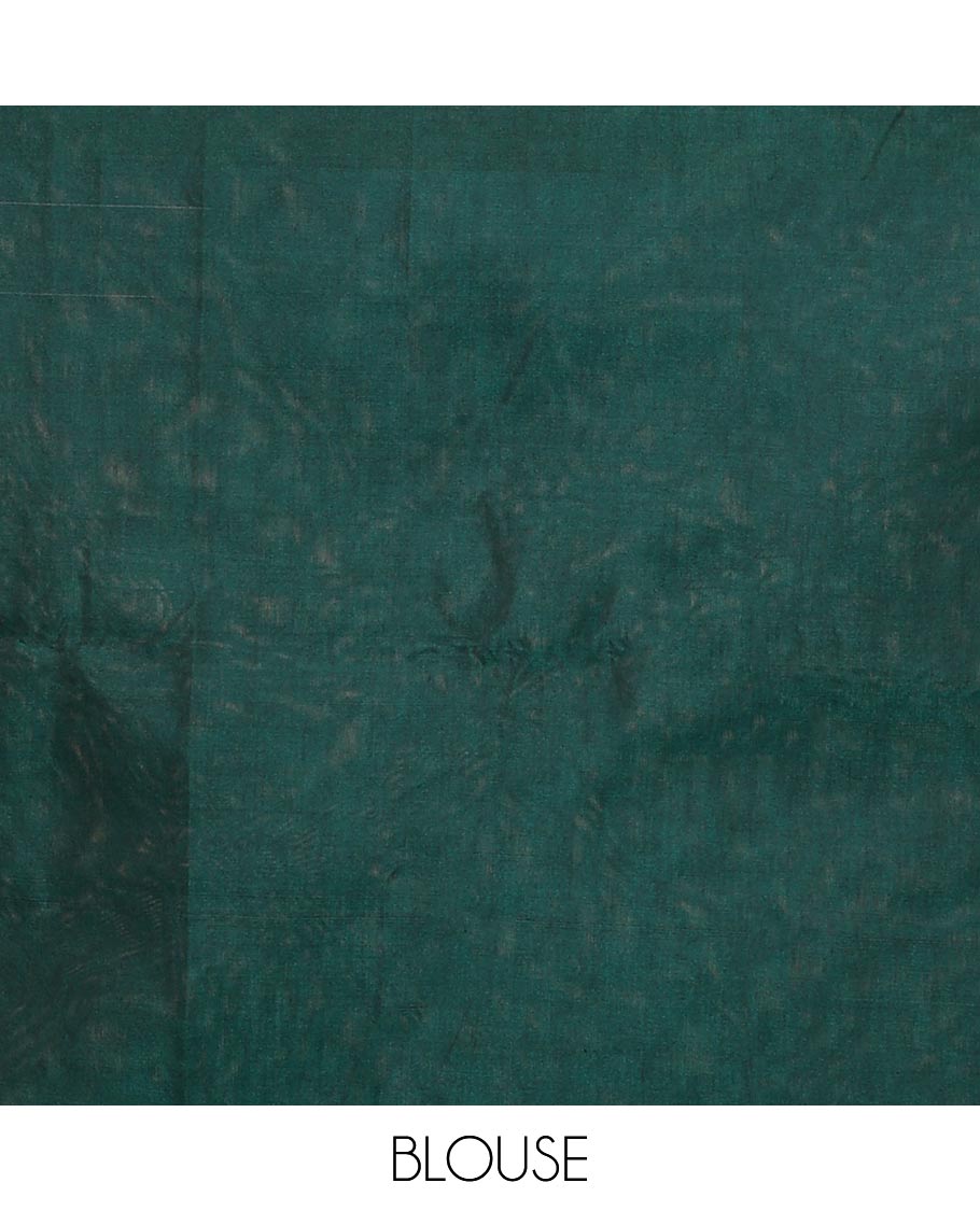 Grey plain semi-silk cotton saree, contrast plain border, and pallu