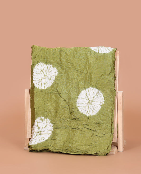 Borderless Green Bandhani Dola Silk Saree