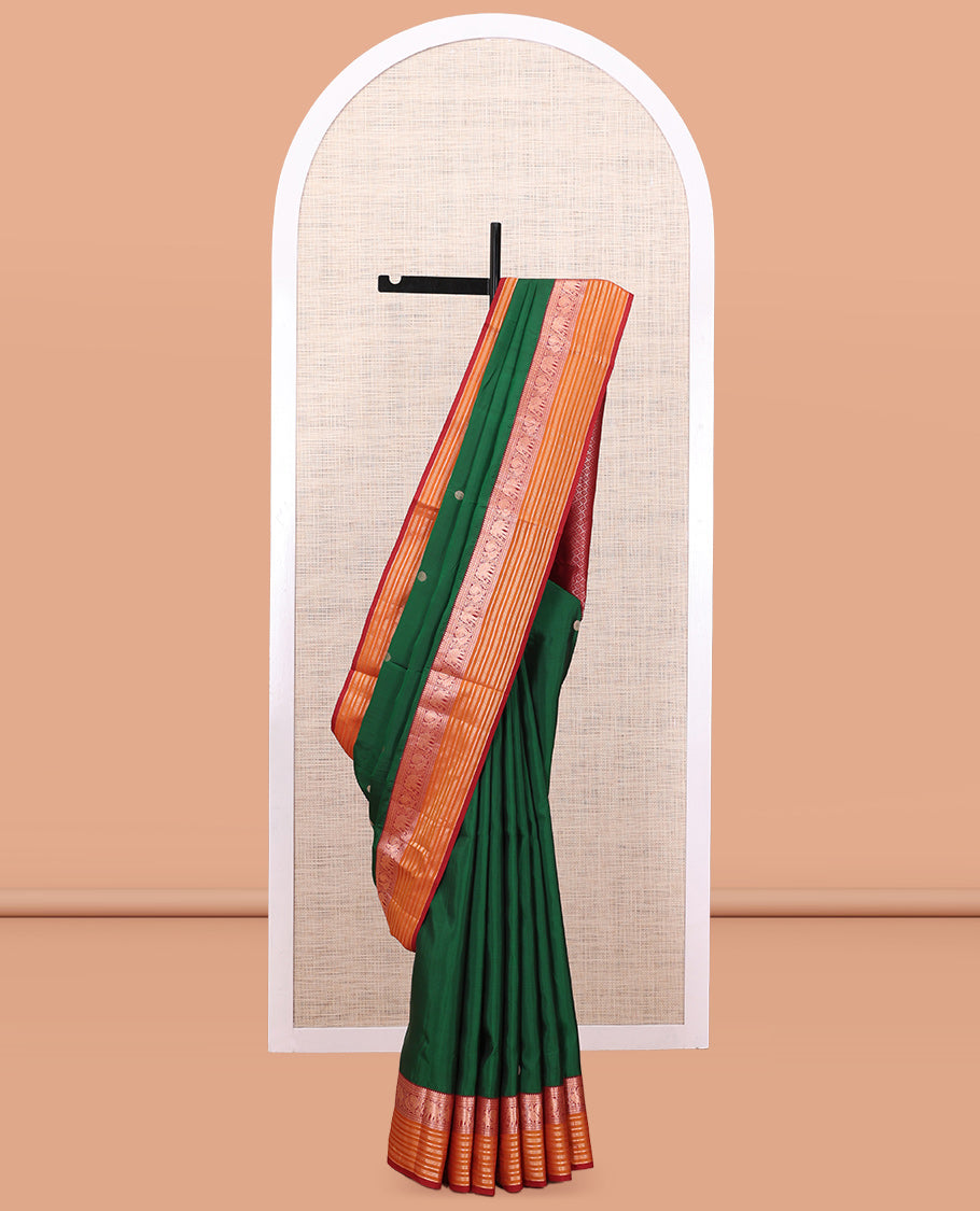 Green-Maroon-Mustard Vasundhara Lite Silk Mix Saree