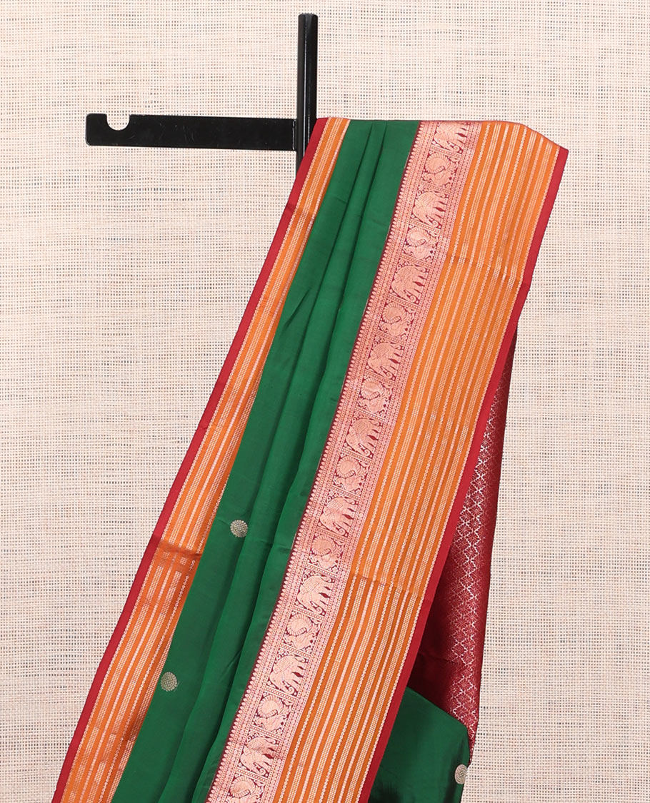 Green-Maroon-Mustard Vasundhara Lite Silk Mix Saree