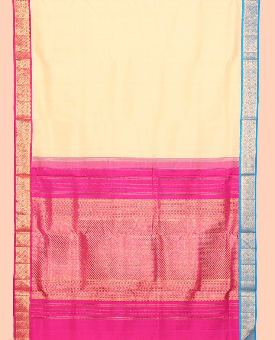 Sandal Plain Nine-Yard Pure Silk Saree