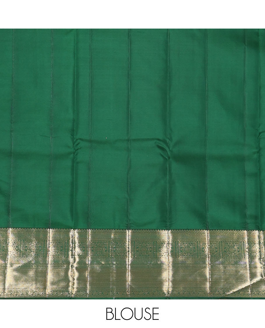 Red jacquard wedding silksaree, contrast jaal pallu & border of thilakam,kathir,bentex, floral & vanki designs