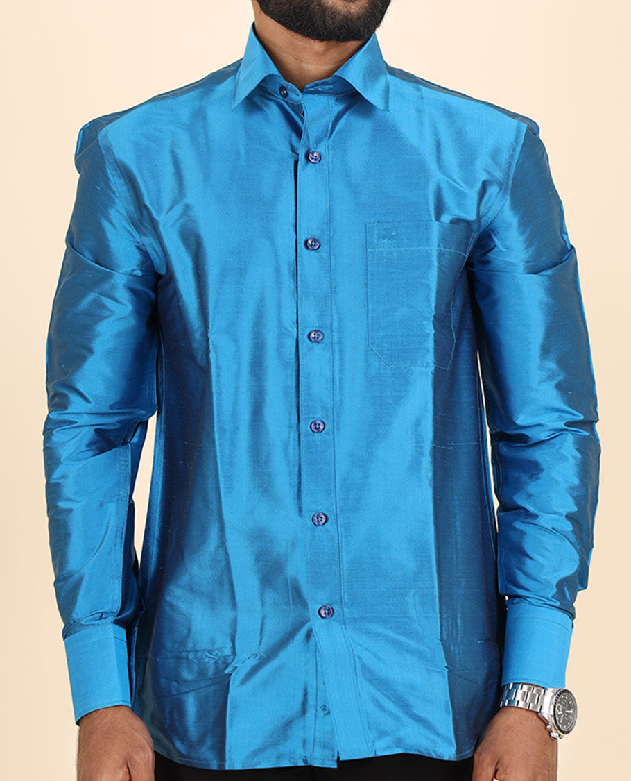 Blue Pure Silk Shirt