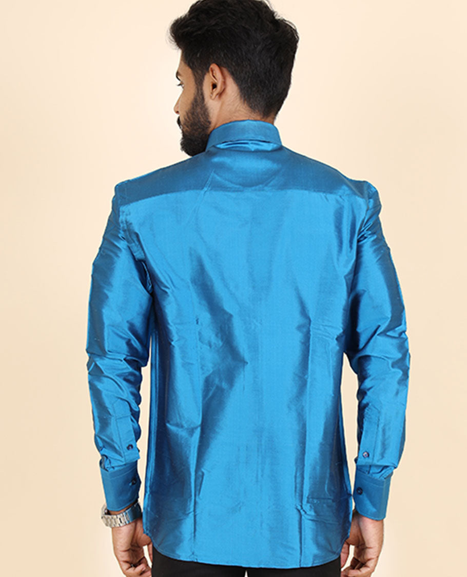 Blue Pure Silk Shirt