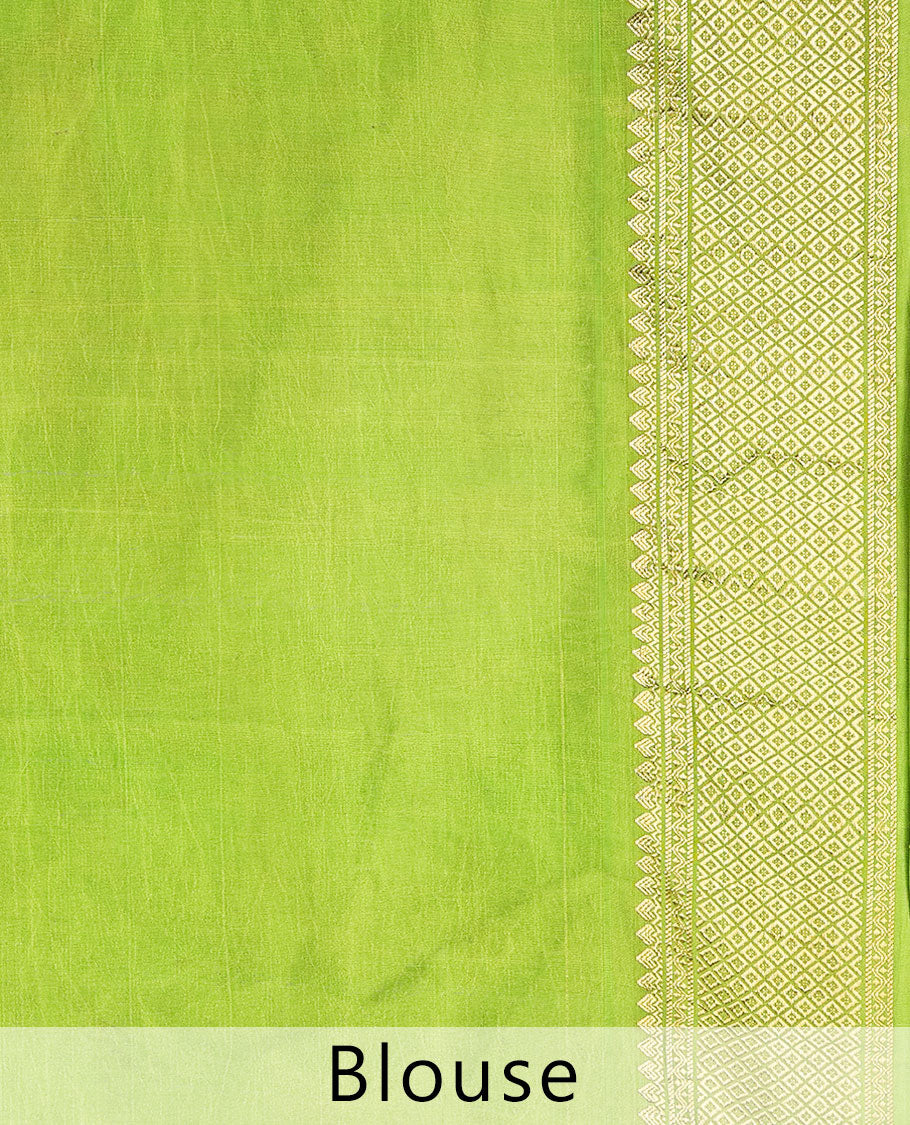 Green handpainted pen Kalamkari silksaree with God figurines,contrast jaal pallu & border of mayilkan, manga & mayil