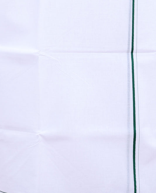 Minister White 4-yard cotton White dhoti with contrast thin blue border 