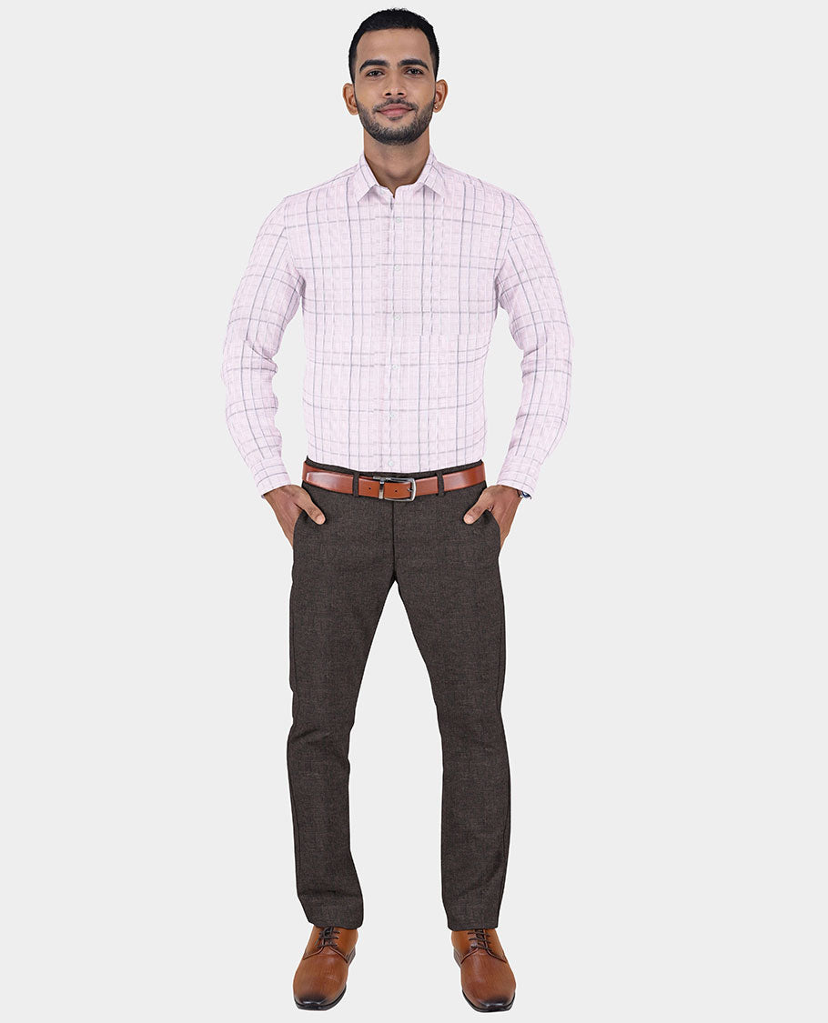 Sungrace Mafatlal men's material set features checked cotton shirt & contrast polyester viscose pants 