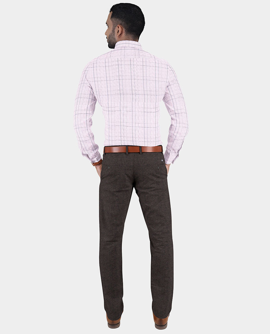 Sungrace Mafatlal men's material set features checked cotton shirt & contrast polyester viscose pants 