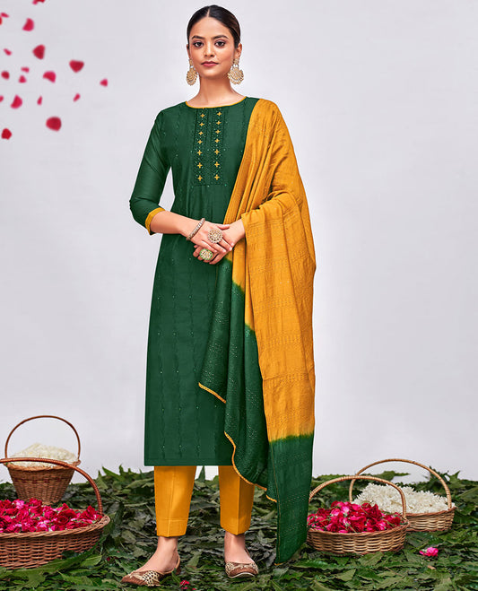 Green Modal Silk Chudidhar Material