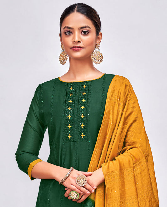 Green Modal Silk Chudidhar Material