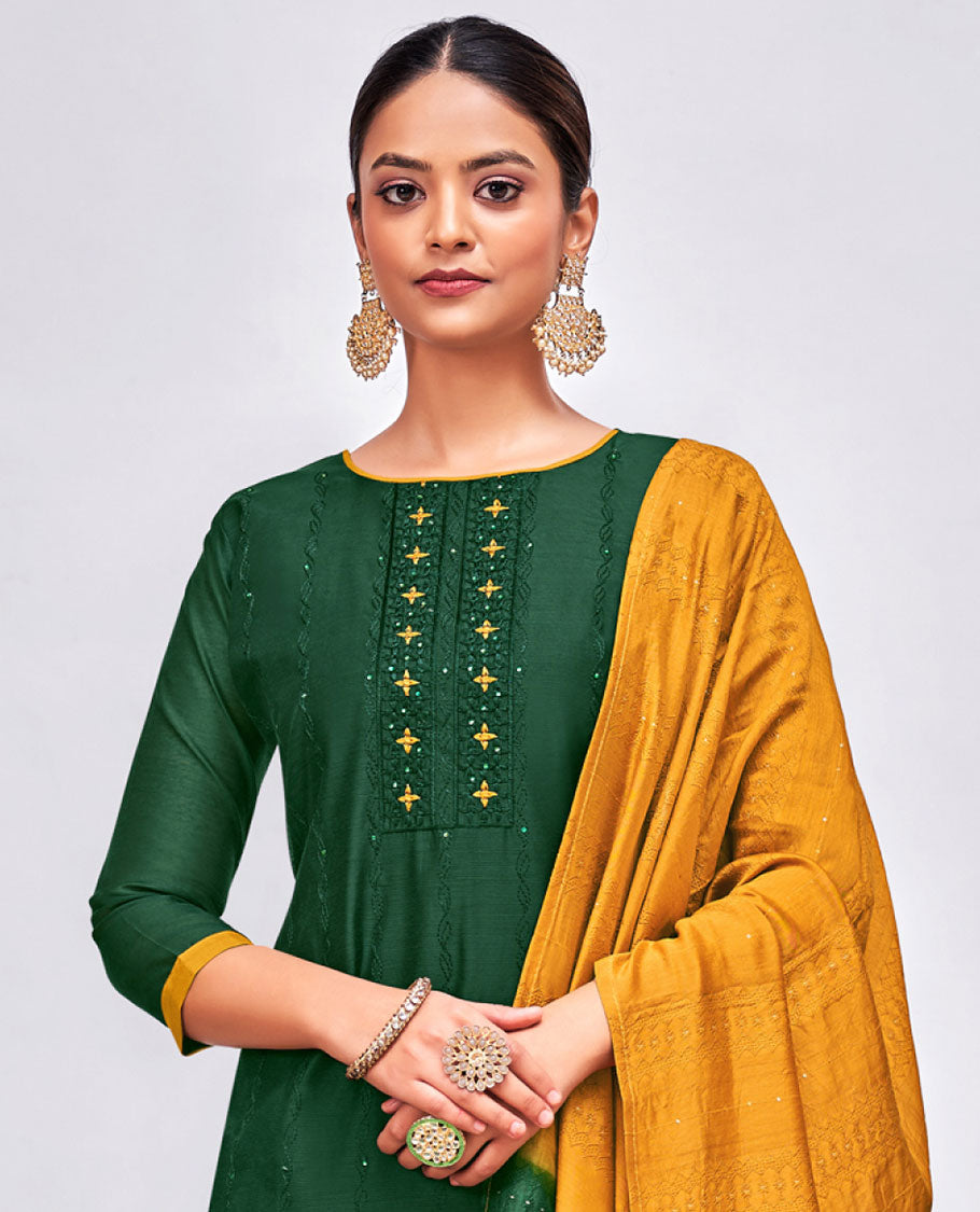 Green Modal Silk Chudidhar Material