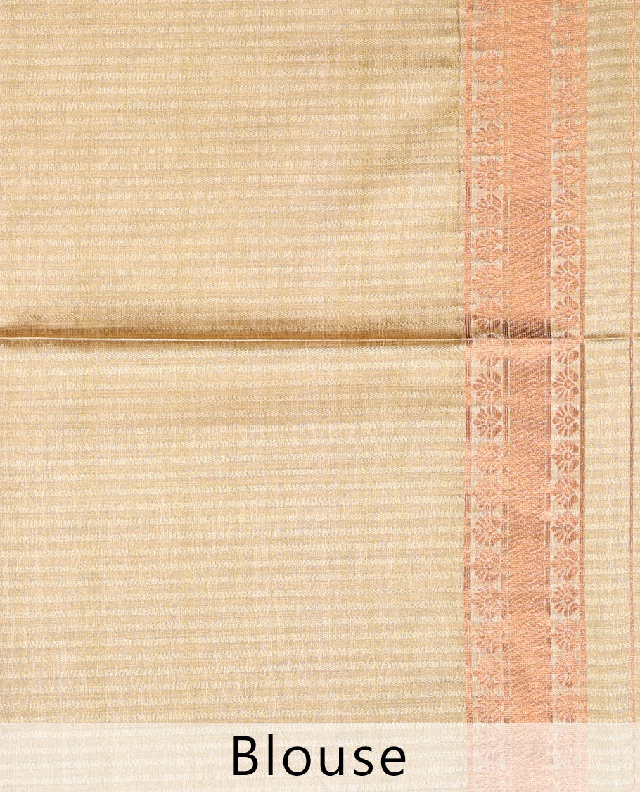 Green Bhagalpuri Semi banaras tussar Saree features flower butta,contrast meenakari border & pallu of argyle design