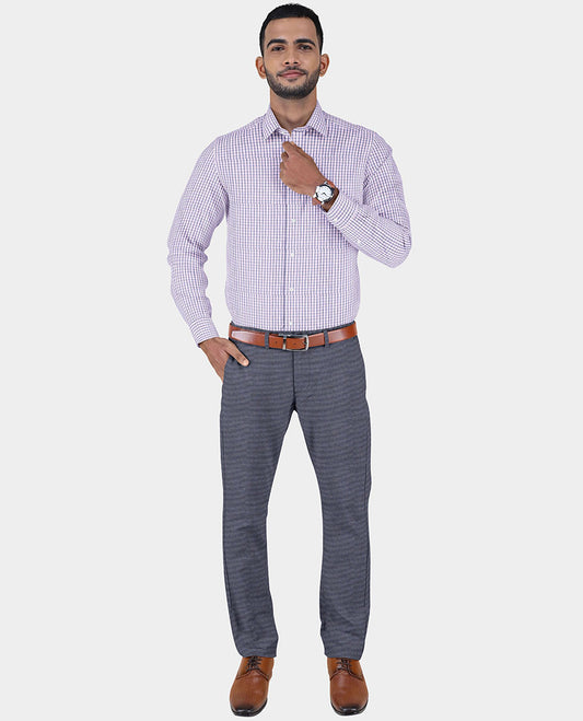 Arvind men's combo material set features 2 micro-checked design cotton pure shirts & 2 contrast polyester viscose pants