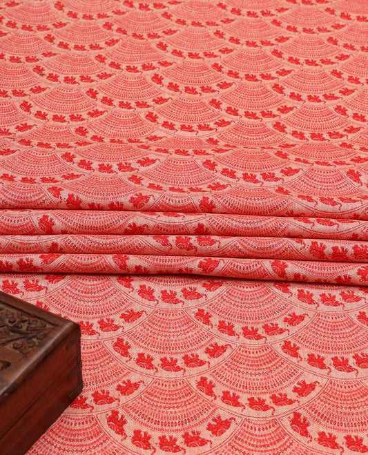 Pink geometric patterns & elephant motifs printed cotton multi-use material 