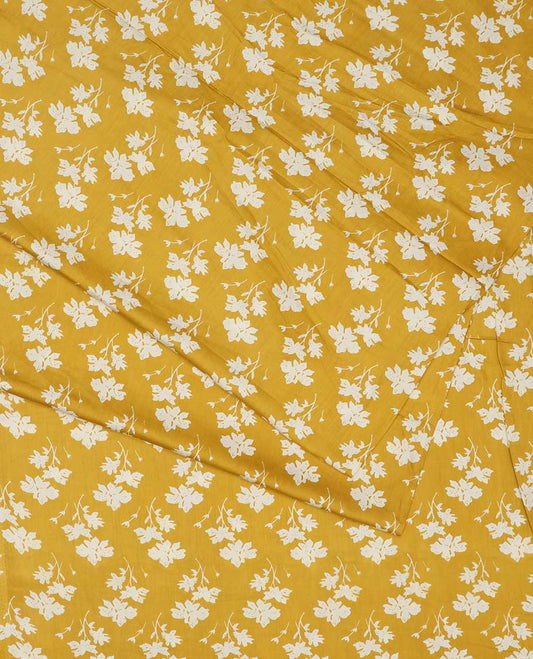 Yellow unique floral motif cotton printed multi-use material
