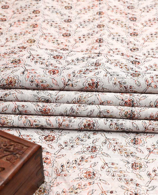 Buttercream floral vine design printed cotton multi-use material