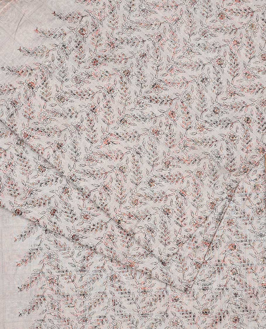 Buttercream floral vine design printed cotton multi-use material
