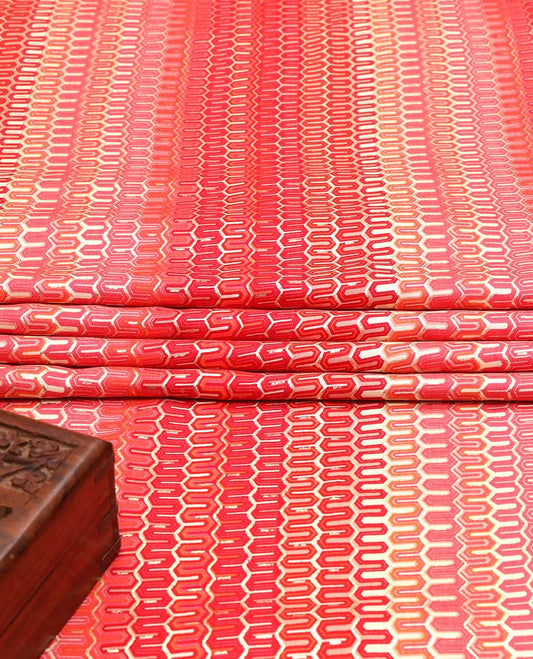 Shade of different red colours geometric pattern printed cotton multi-use material