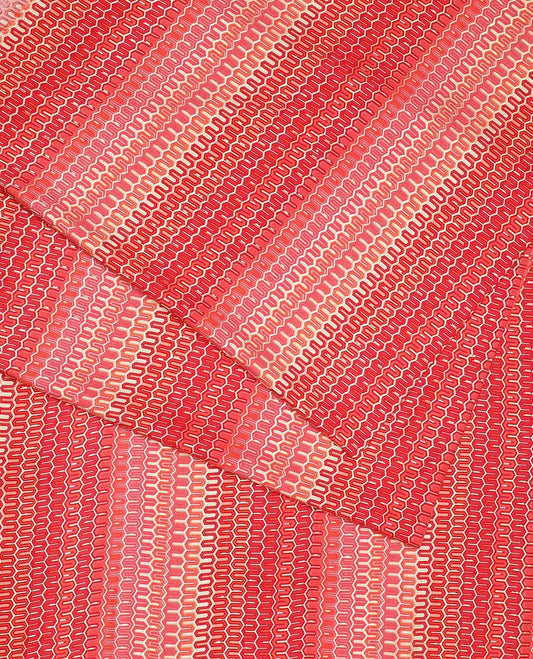 Shade of different red colours geometric pattern printed cotton multi-use material