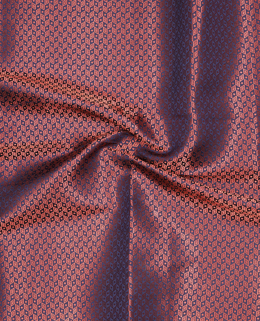 Berry blue semi-raw-silk zari jacquard multi-use material, perfect for ethnic blouse,skirt,kurti,crop top,sherwani, etc 