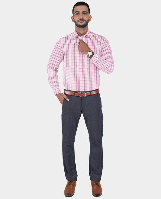 Arvind men's material set combo features 2 multi-colour checked cotton shirts & 2 contrast polyester viscose pants