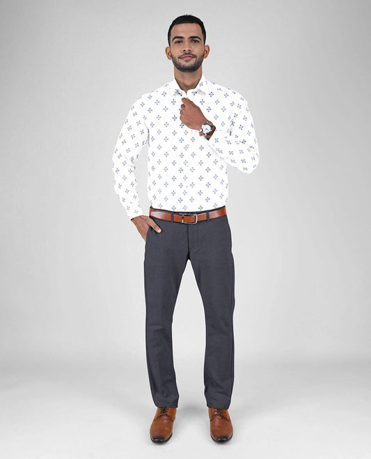 Arvind men's material set features unique motifs & floral printed cotton shirts & 2 contrast polyester viscose pants