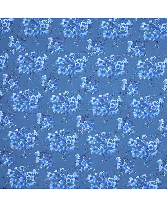 Blue floral vine digital printed georgette multi-use material