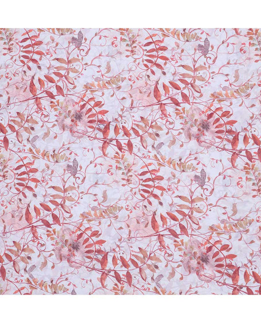 Cream leaf vine digital printed georgette multi-use material