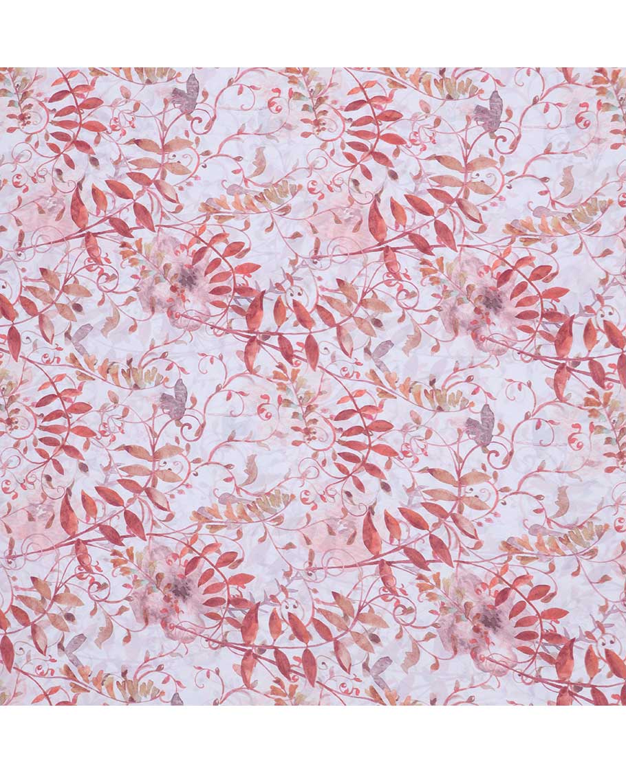 Cream leaf vine digital printed georgette multi-use material