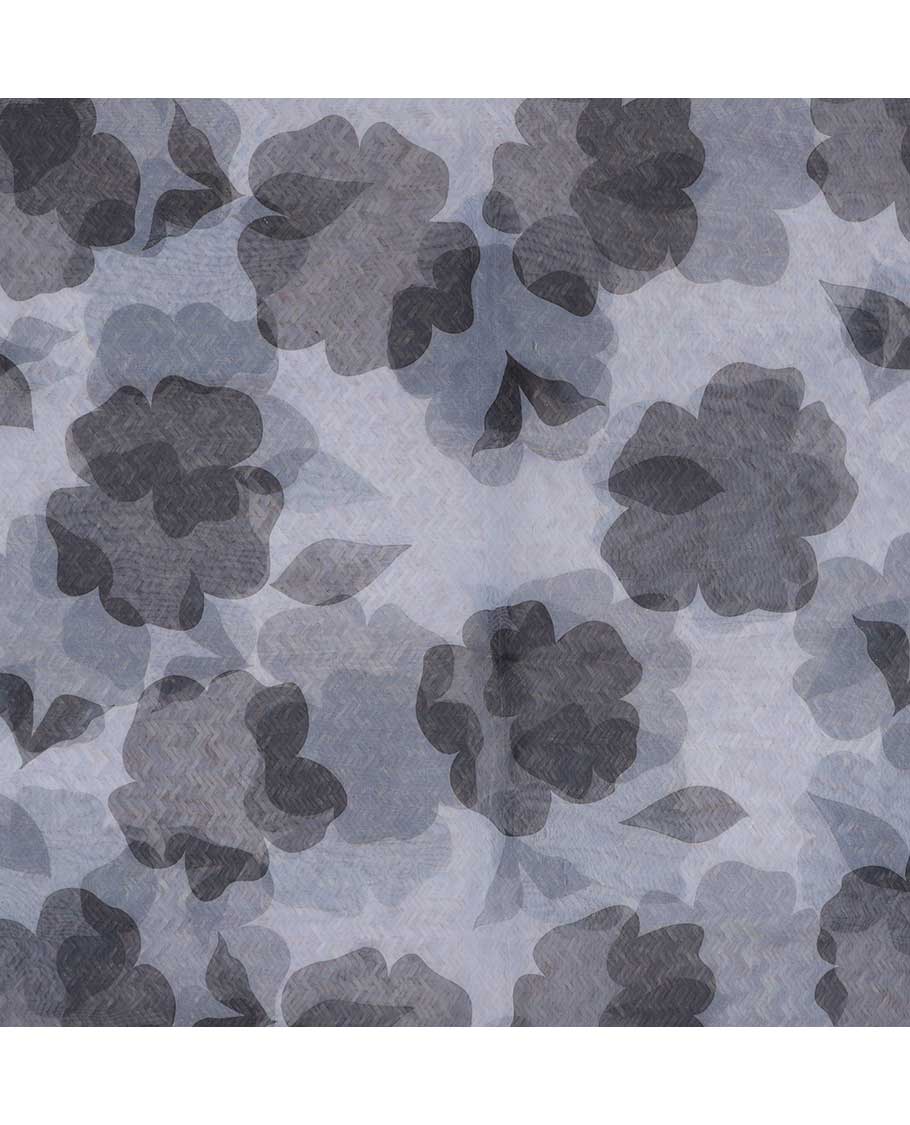 Blue five-petal flower designs digital printed  organza multi-use material 