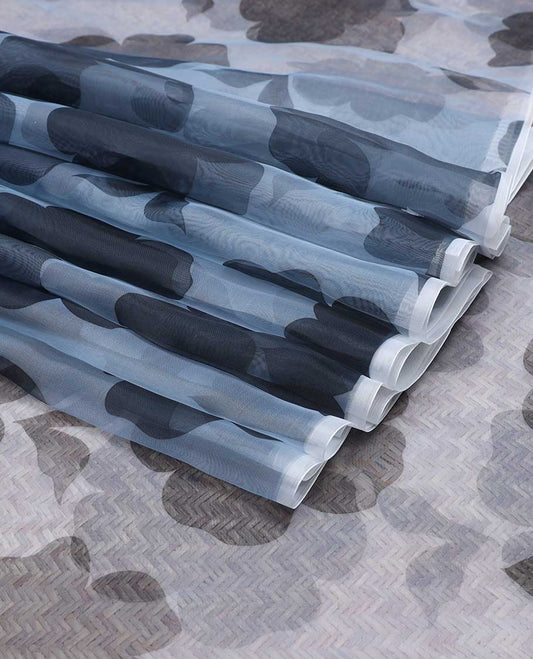 Blue five-petal flower designs digital printed  organza multi-use material 
