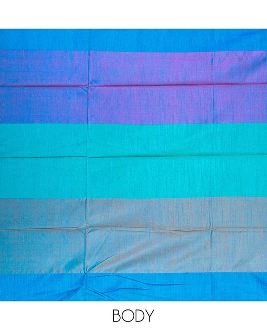 Borderless kaleidoscopic-coloured checked design semi banaras linen saree 