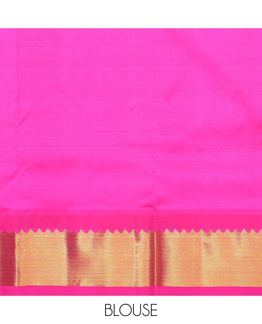Multi-colour zari design navarathna pavadai, contrast zari border & blouse of traditional deisgns 
