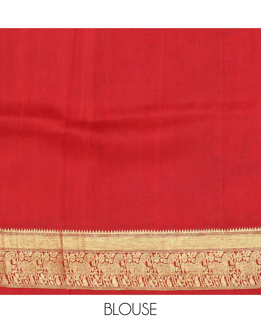 Pink handpainted pen kalamkari silksaree with multi-color figurines, contrast kanchi border & pallu of intricate jaal