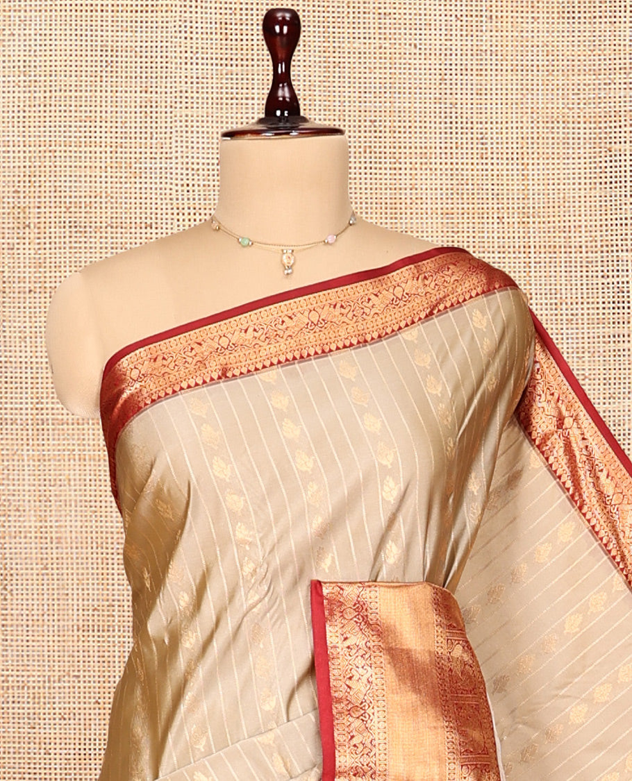Pale Brown Zari Buttas Gift Saree