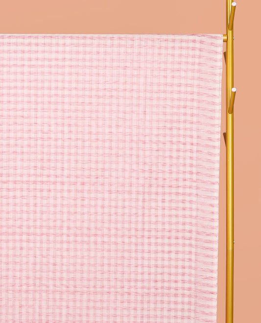 Borderless Pale Pink Checked Chirala Cotton Saree, a Self-Pallu, and a Matching Blouse