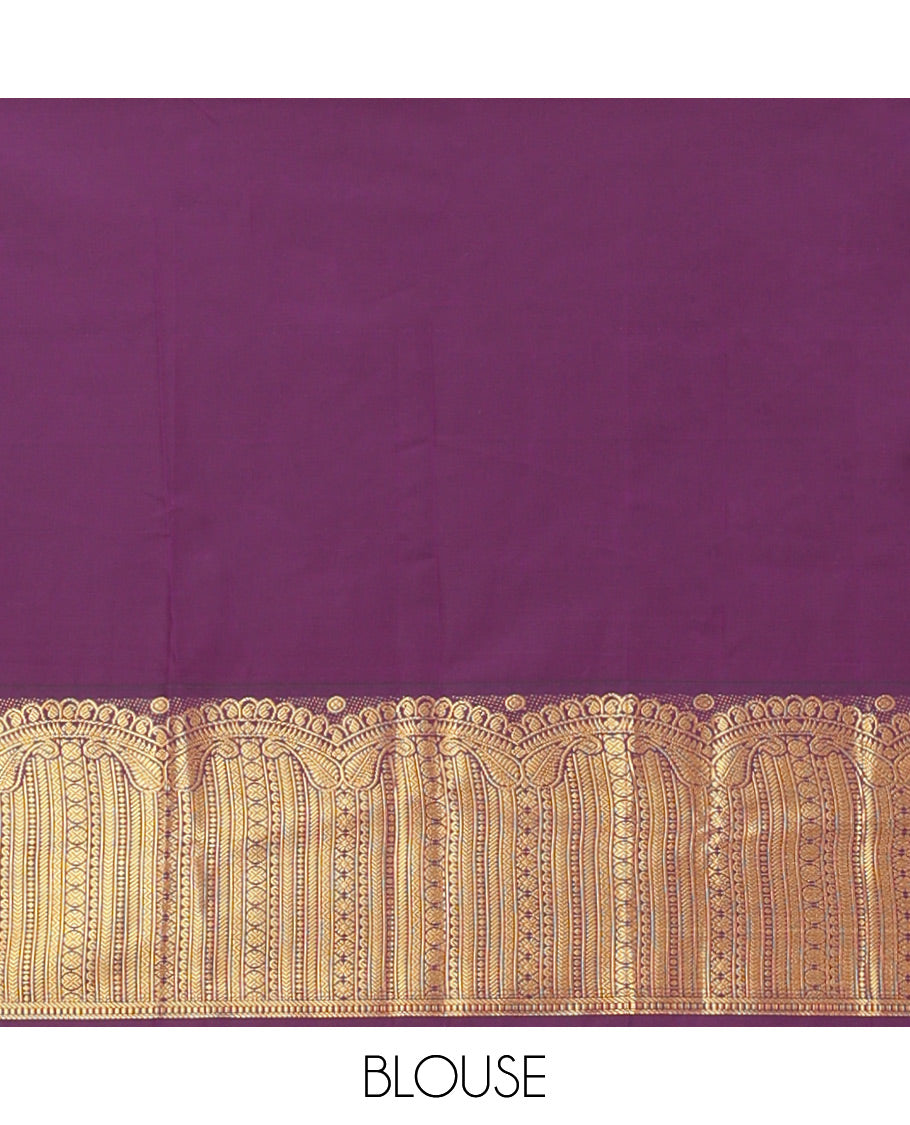 Cream-Purple Zari Design Budget Silk Saree