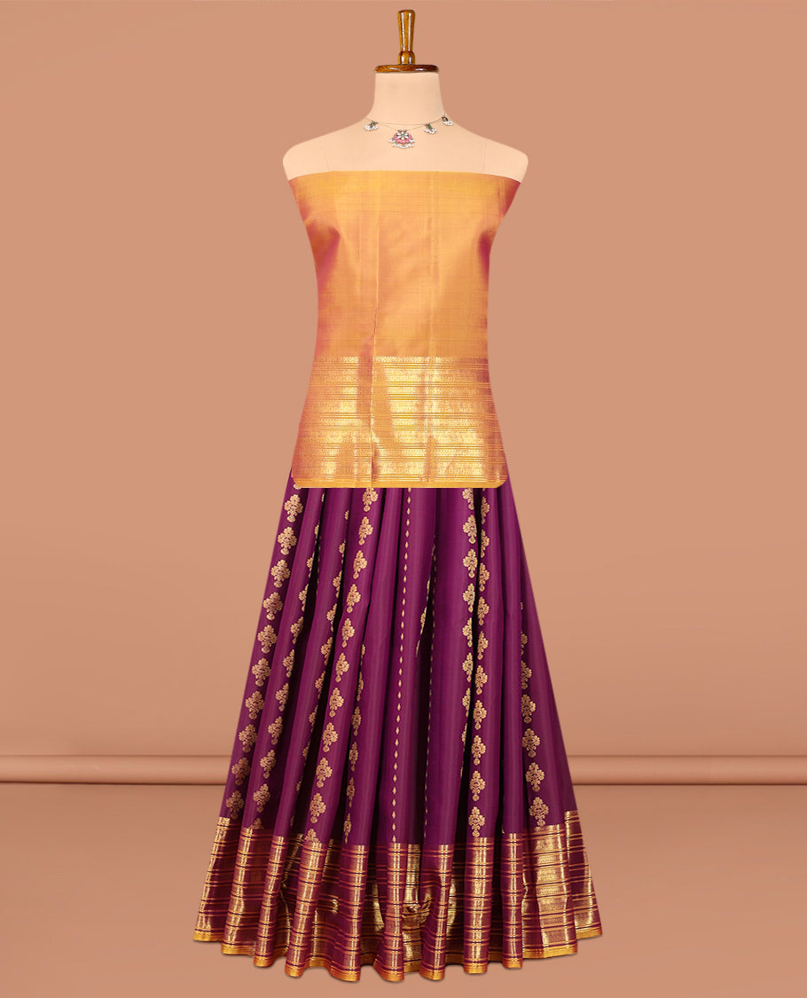 Purple Pure-Silk Half-Saree