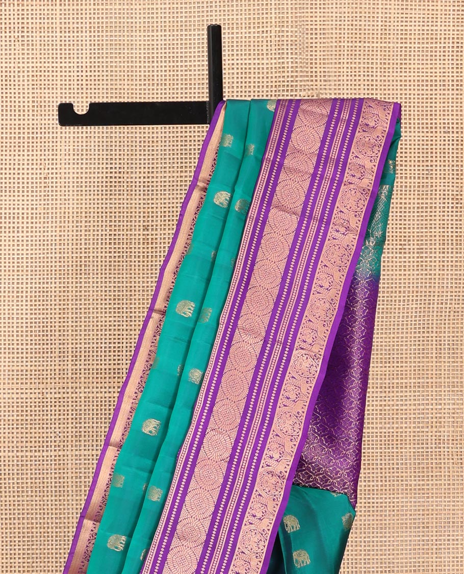 Green Zari Buttas Vasundhara Lite Silk Mix Saree, a Contrast Traditional Border, Contrast Blouse