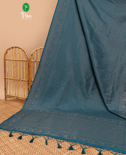 Peacock zig zag antique zari design softy silk saree with antique design border & rich pallu