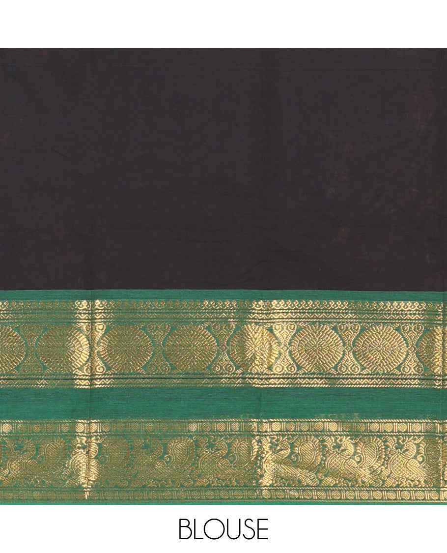 Black Plain Chettinad Cotton Saree