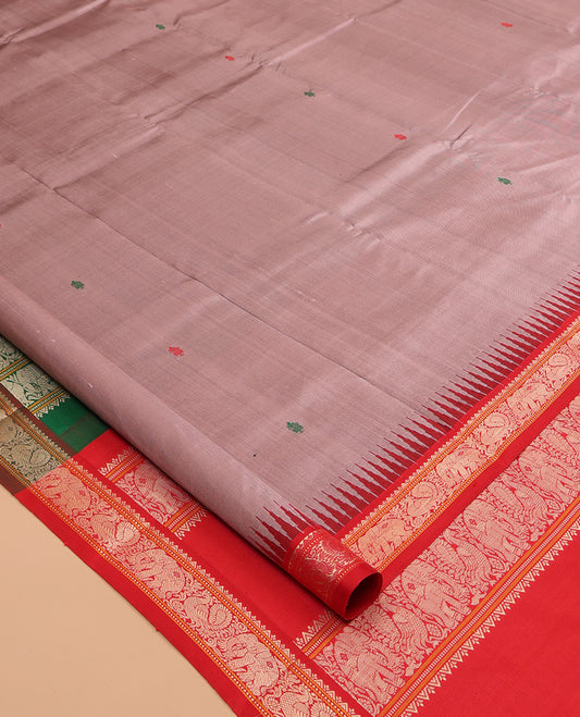 Pale Brown Kanchipuram Chettinad Saree