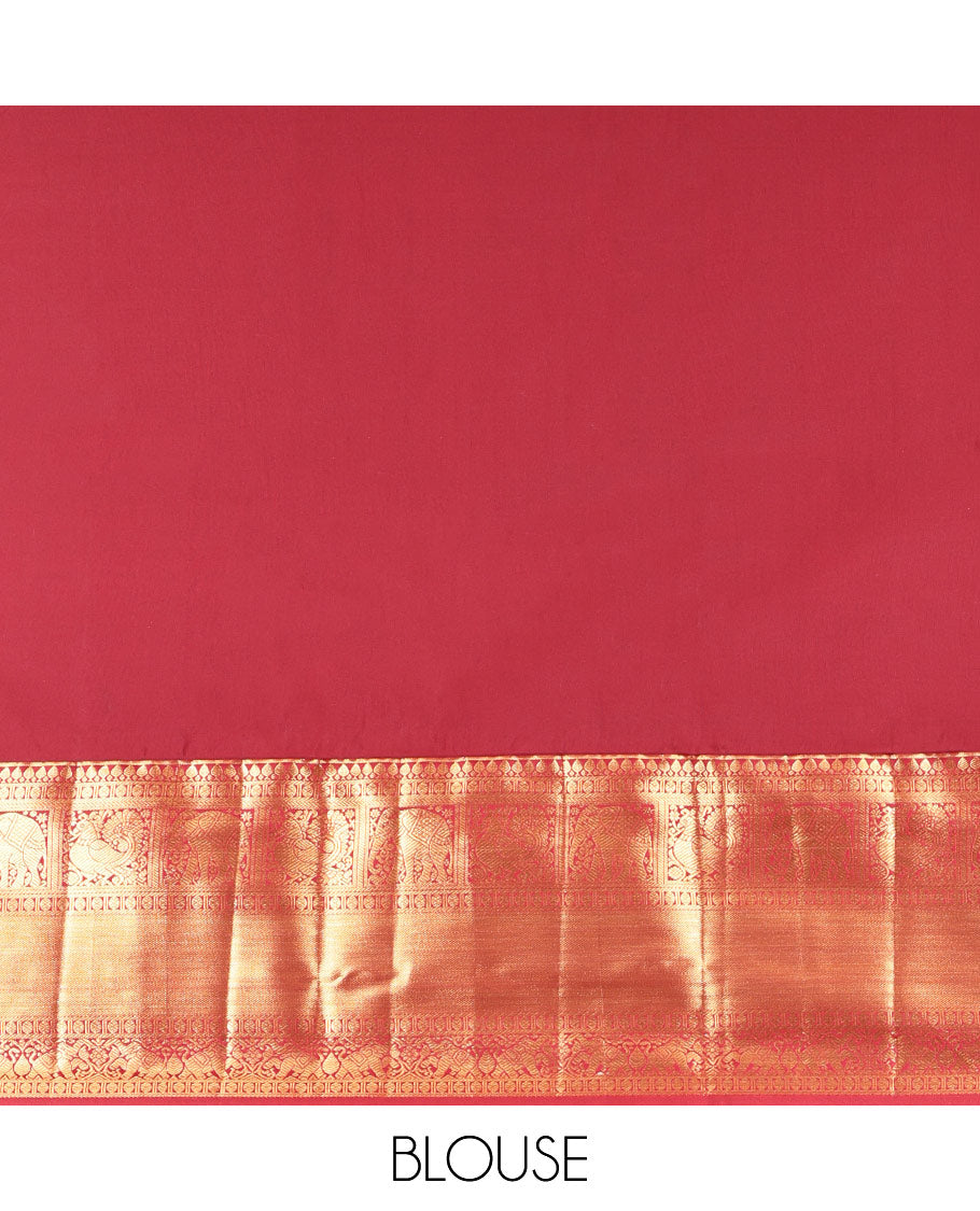 Blue Budget Silk Saree, Highlighted by Zari Designs, Complemented by a Contrast Traditional Border, Grand Pallu, and a Contrast Blouse