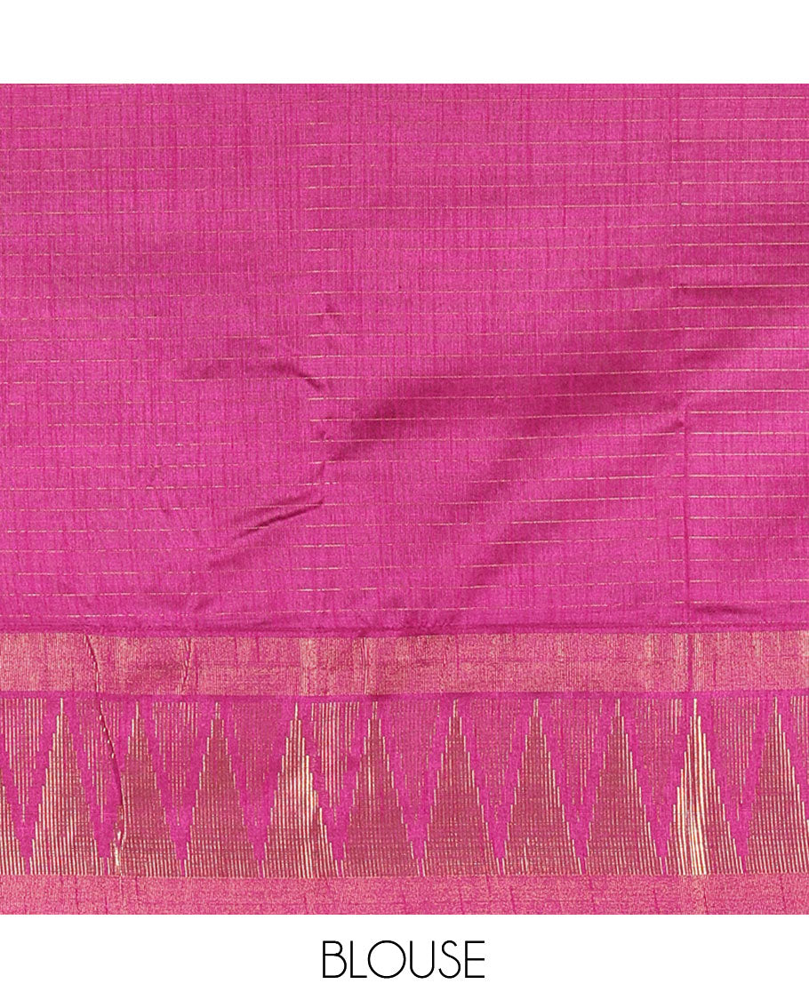 Rust Orange-Magenta Semi-Raw Silk Saree